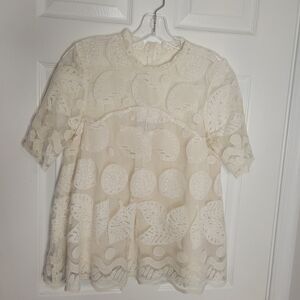 Anthropologie HD in Paris Ivory Lace Blouse